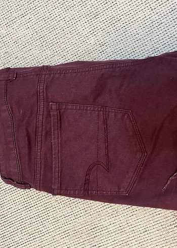 Bordo Düğmeli Kadın Şort - Görsel 2
