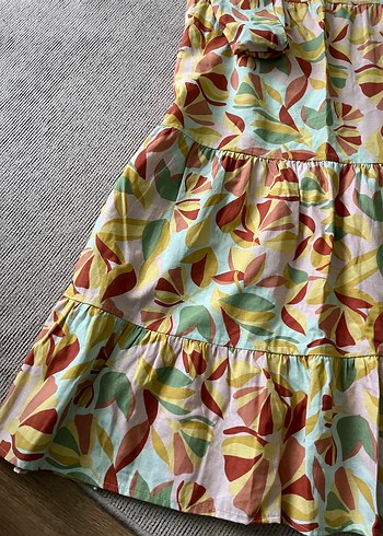 Uzun Kollu Renkli Bohem Elbise - Görsel 3