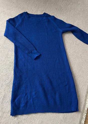 Kadın Mavi Örgü Uzun Kollu Triko Tunik - Görsel 3