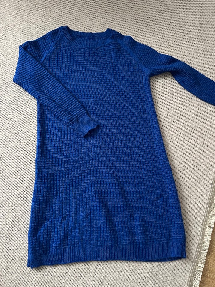 Kadın Mavi Örgü Uzun Kollu Triko Tunik - Görsel 2