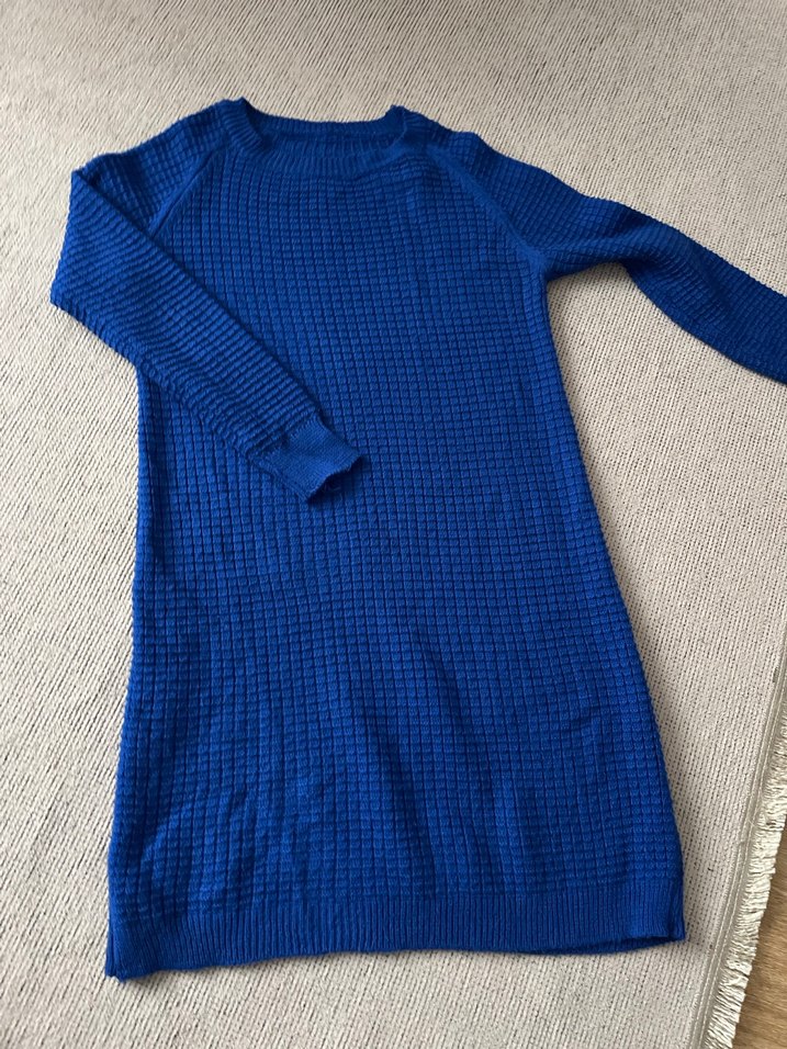 Kadın Mavi Örgü Uzun Kollu Triko Tunik - Görsel 3