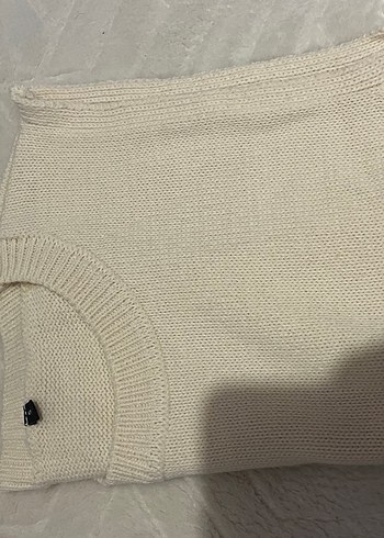 Bej Kolsuz Keten Triko Kadın Süveter - Görsel 3