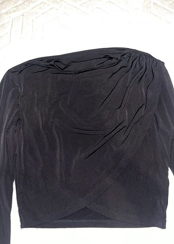 Drapeli Siyah  Kadın Bluz - Görsel 4