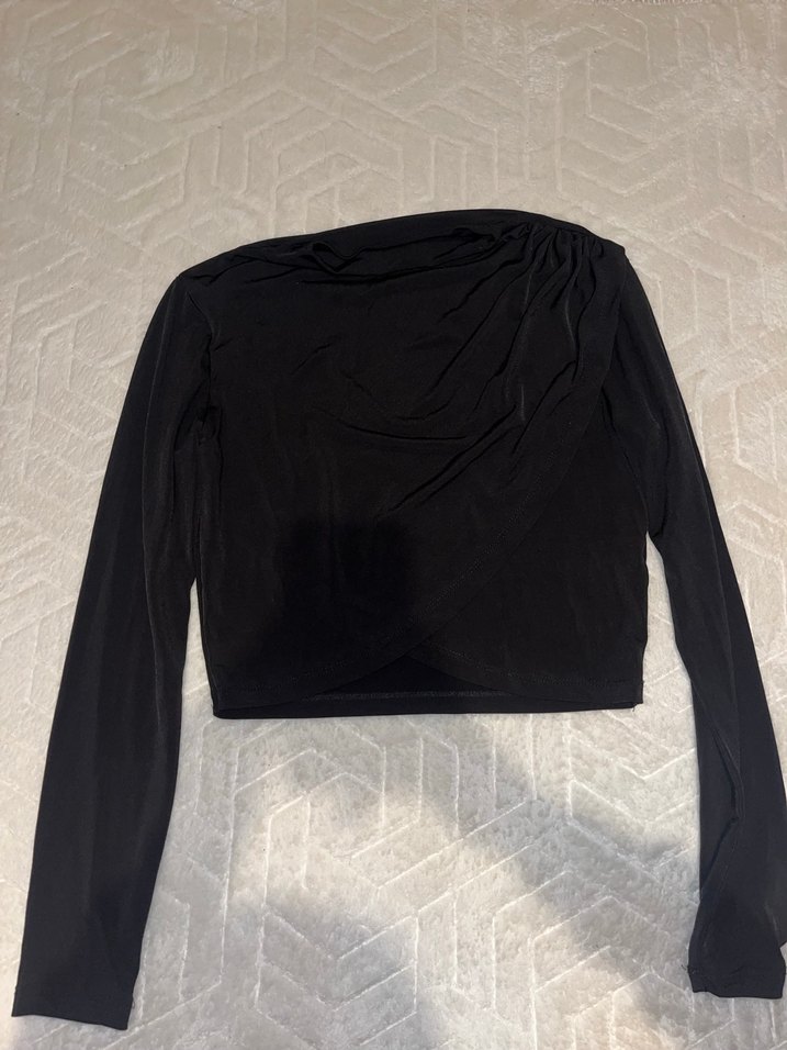 Drapeli Siyah  Kadın Bluz - Görsel 3