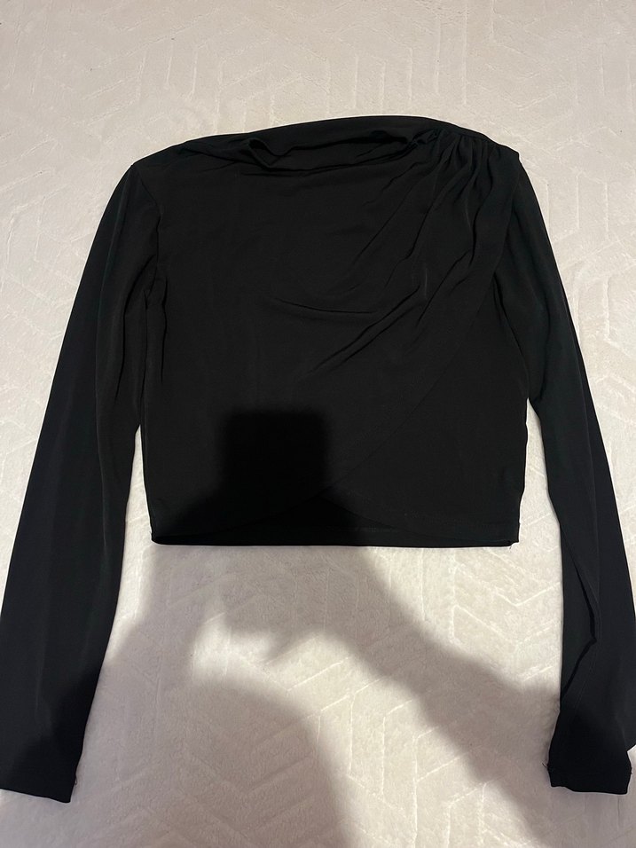 Drapeli Siyah  Kadın Bluz - Görsel 2