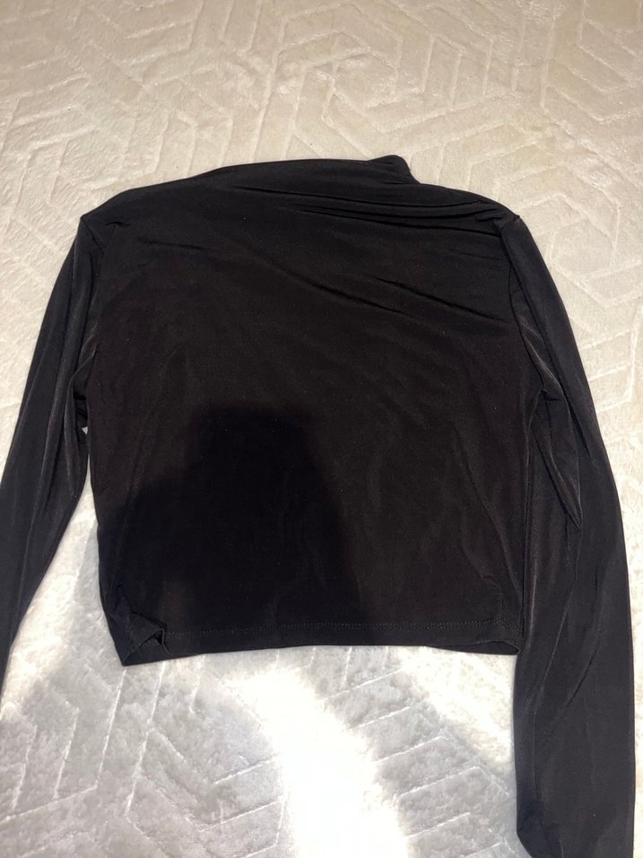 Drapeli Siyah  Kadın Bluz - Görsel 5