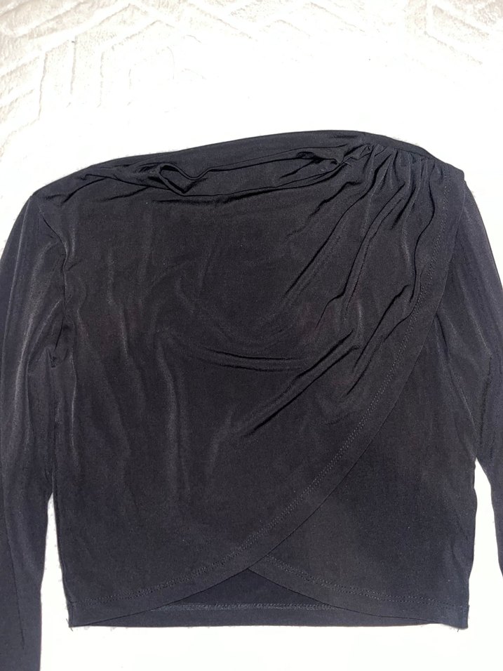 Drapeli Siyah  Kadın Bluz - Görsel 4