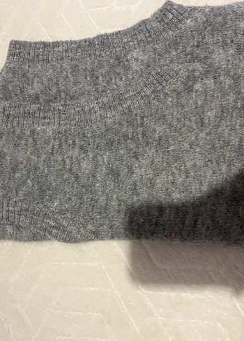 Gri Kadın Yün Triko Süveter - Görsel 5