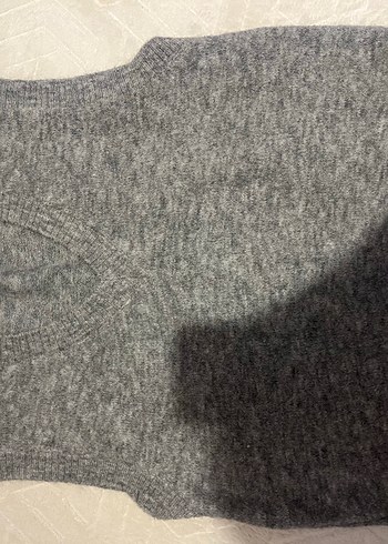 Gri Kadın Yün Triko Süveter - Görsel 2