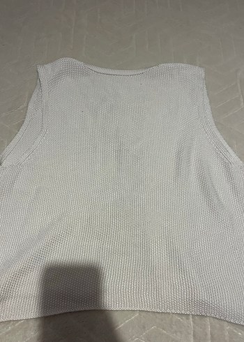 Beyaz Örgü Halter Yaka Kadın Hırka - Görsel 4