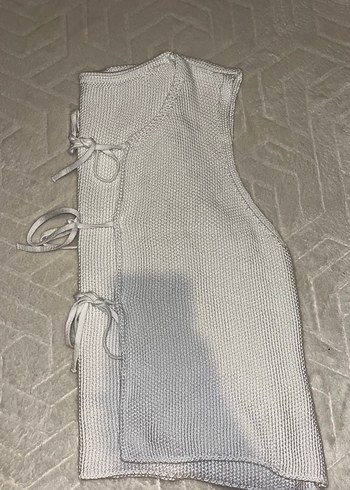 Beyaz Örgü Halter Yaka Kadın Hırka - Görsel 3