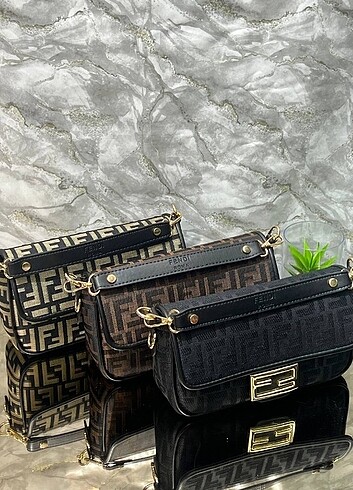  Beden siyah Renk Fendi dokuma kumaş A kalite şık çanta 