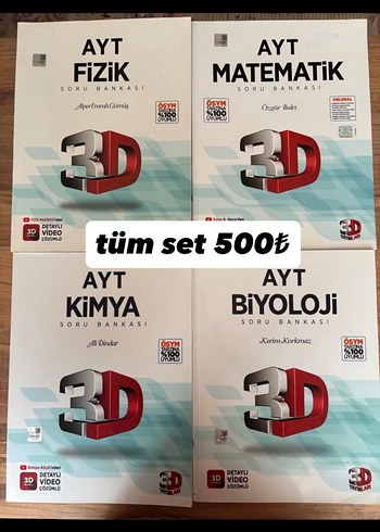 AYT 3D Soru Bankası Seti: Fizik, Matematik, Kimya, Biyoloji