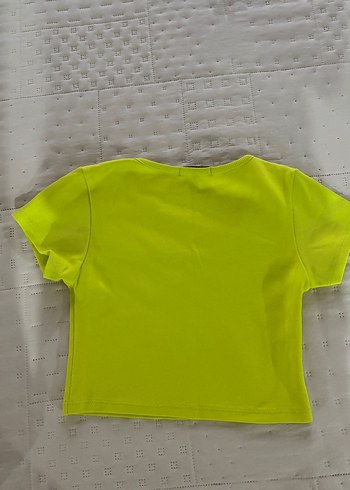 Zara Sarı Mini Kadın Tişört, Kısa Kollu