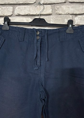 Kadın Koyu Mavi Bel Bantlı Kot Şort - Görsel 3