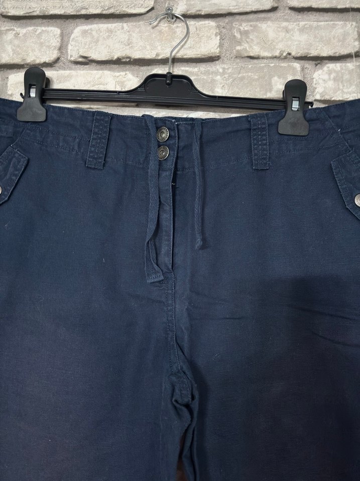 Kadın Koyu Mavi Bel Bantlı Kot Şort - Görsel 3