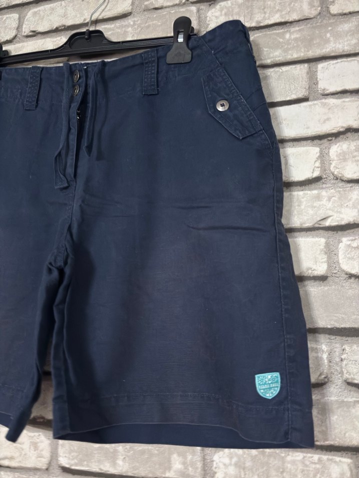 Kadın Koyu Mavi Bel Bantlı Kot Şort - Görsel 2