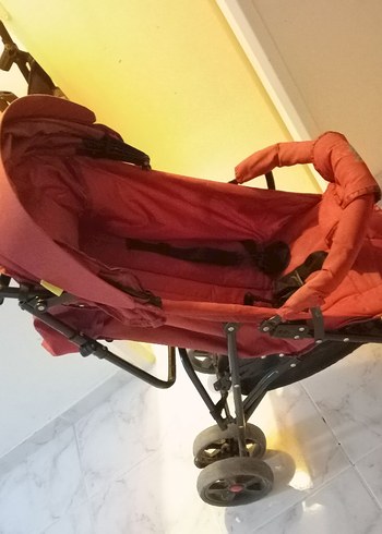 Koyu Kırmızı Bebek Arabası - Görsel 2