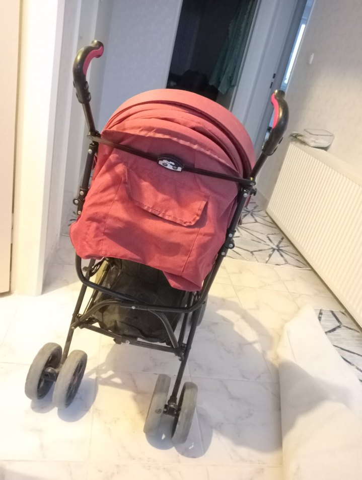 Koyu Kırmızı Bebek Arabası - Görsel 3
