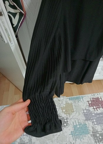 Siyah Kadın Uzun Kollu Keten Triko etekli takım. xxl bedeni - Görsel 2