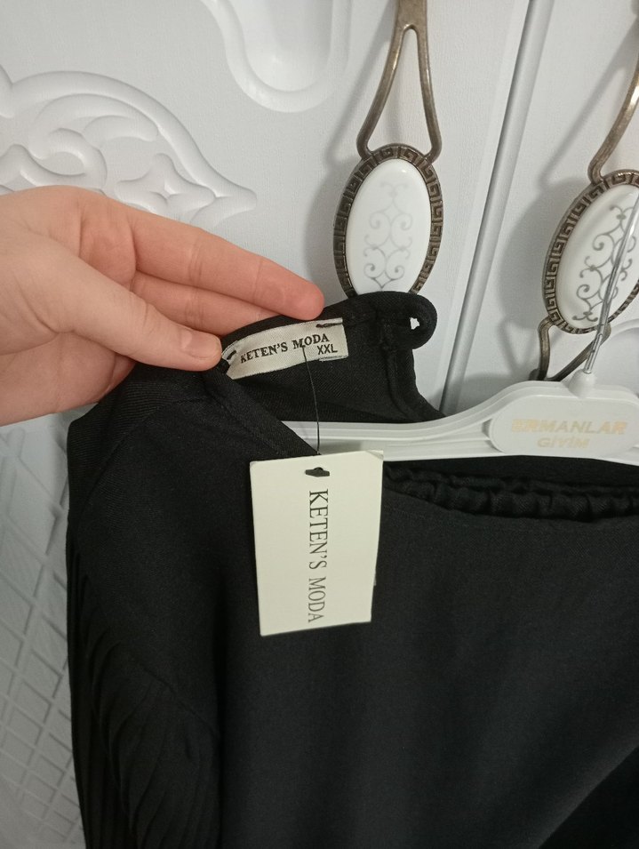 Siyah Kadın Uzun Kollu Keten Triko etekli takım. xxl bedeni - Görsel 4