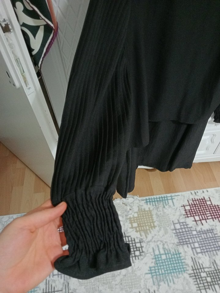 Siyah Kadın Uzun Kollu Keten Triko etekli takım. xxl bedeni - Görsel 2