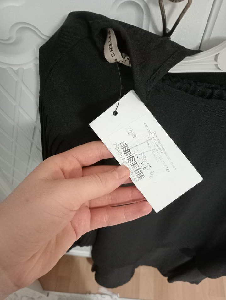 Siyah Kadın Uzun Kollu Keten Triko etekli takım. xxl bedeni - Görsel 5