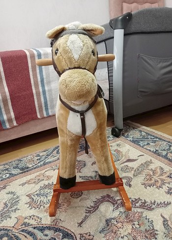 Açık Kahverengi Peluş Sallanan At - Görsel 2