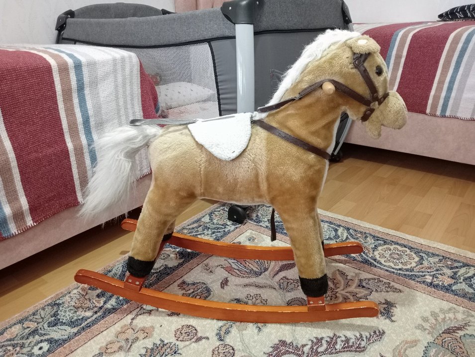 Açık Kahverengi Peluş Sallanan At - Görsel 3