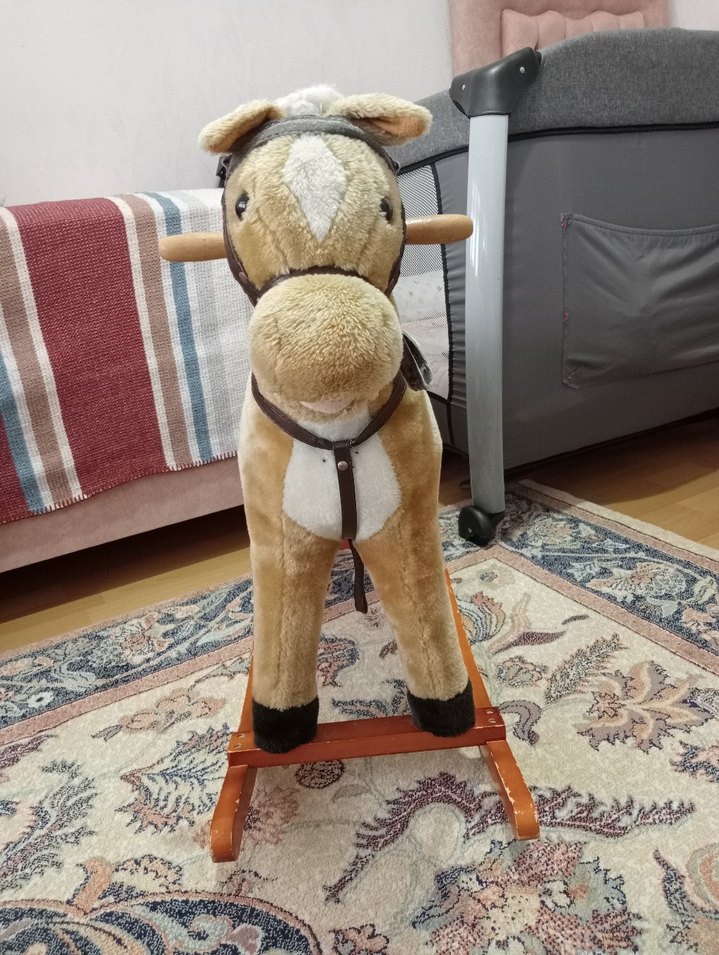 Açık Kahverengi Peluş Sallanan At - Görsel 2