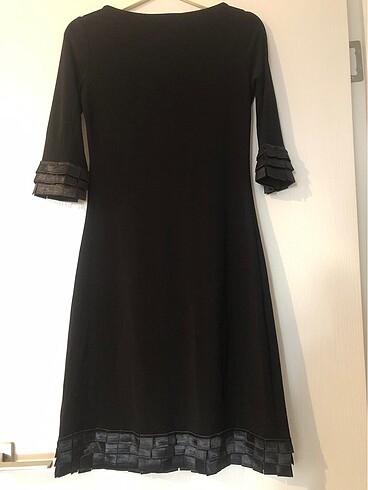 V Yakalı Pul Detaylı Siyah Triko Elbise  Gün ve Gece Davetleri, - Görsel 7