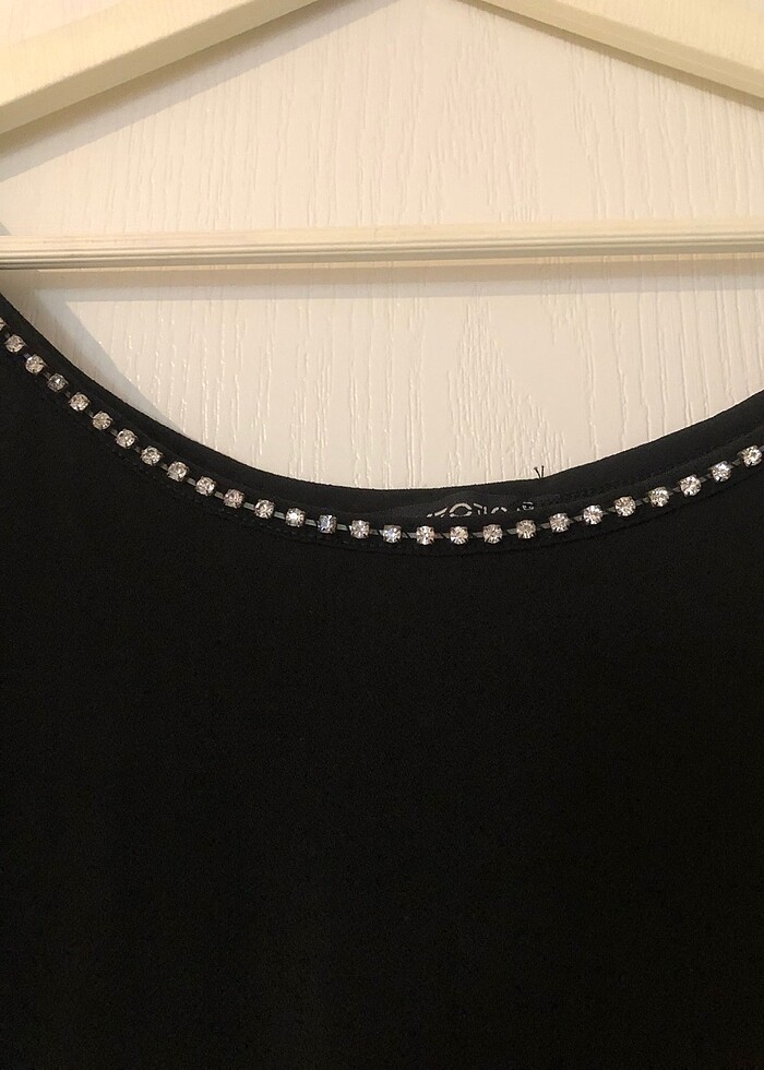 Omuz Pencereli, Taş Detaylı Siyah Abiye Elbise - Görsel 3
