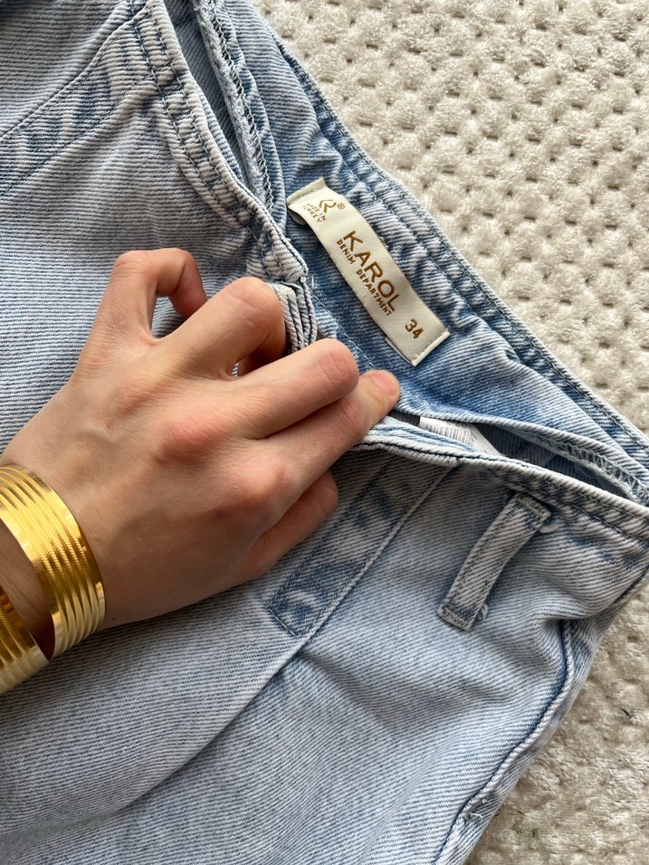 Gri Loose Fit Midi Kot Pantolon - Görsel 3