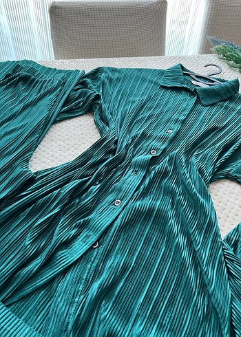 Parlak Yeşil Uzun Kollu Bohem Kadın Pijama Takımı - Görsel 3