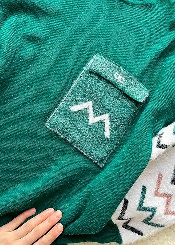 Nakışlı Renkli Kadın Mini Triko Kazak - Görsel 2