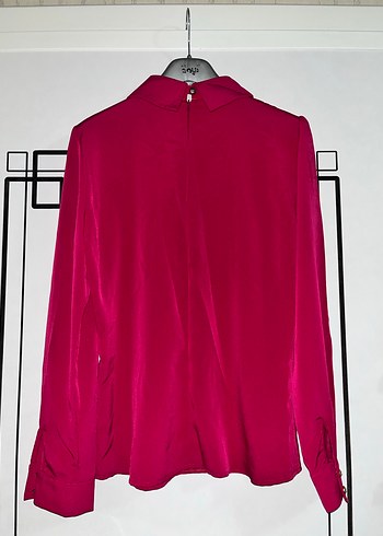 Dantel Detaylı Fuşya Şifon Bluz - Görsel 3