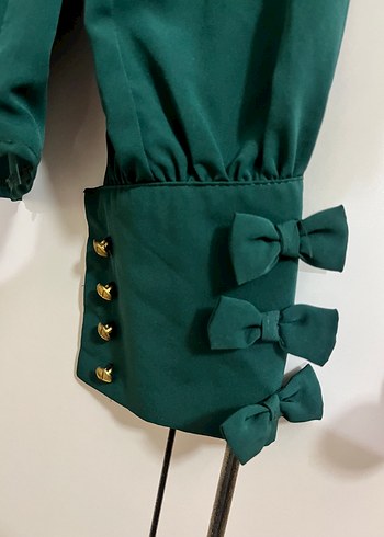 42 Beden Yeşil Şifon Bluz - Görsel 3