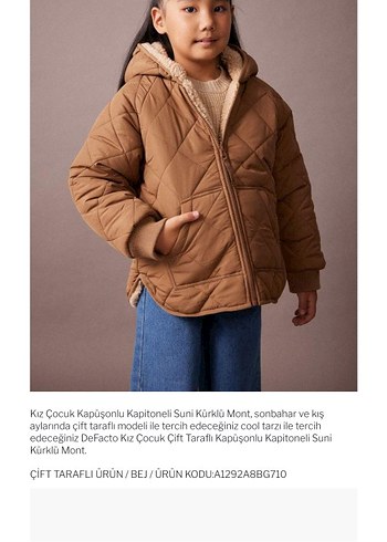 DeFacto kız çocuk çift taraflı mont - Görsel 8