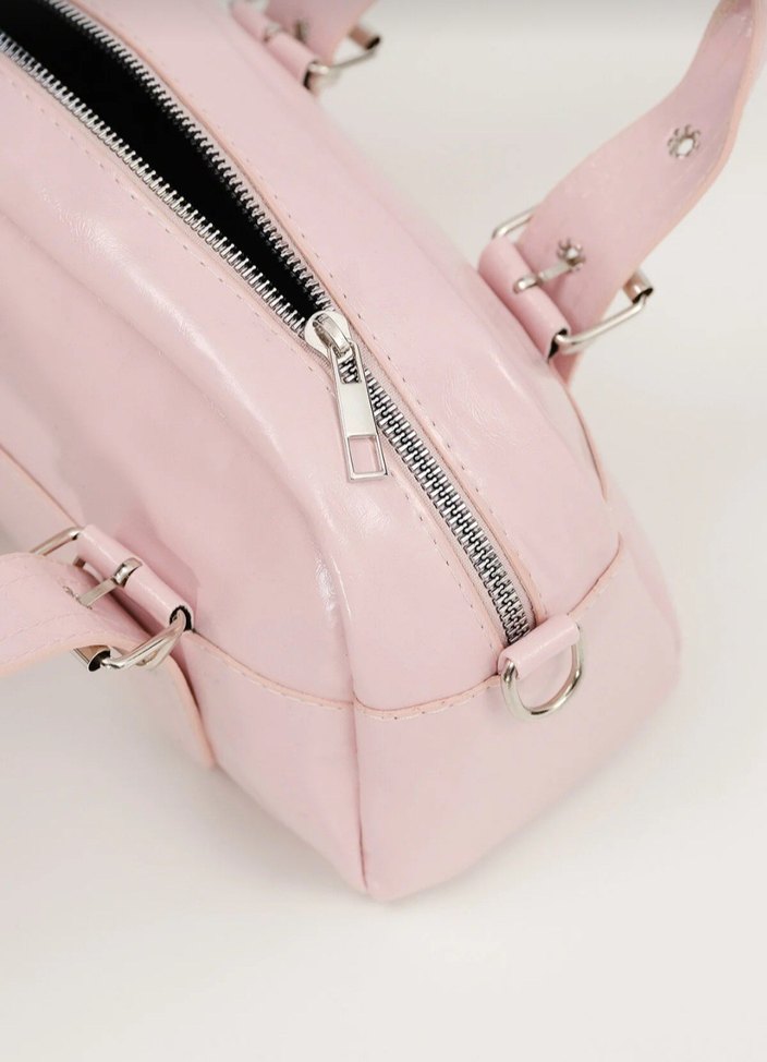 Pembe Deri Tokalı Kadın El Çantası - Görsel 4