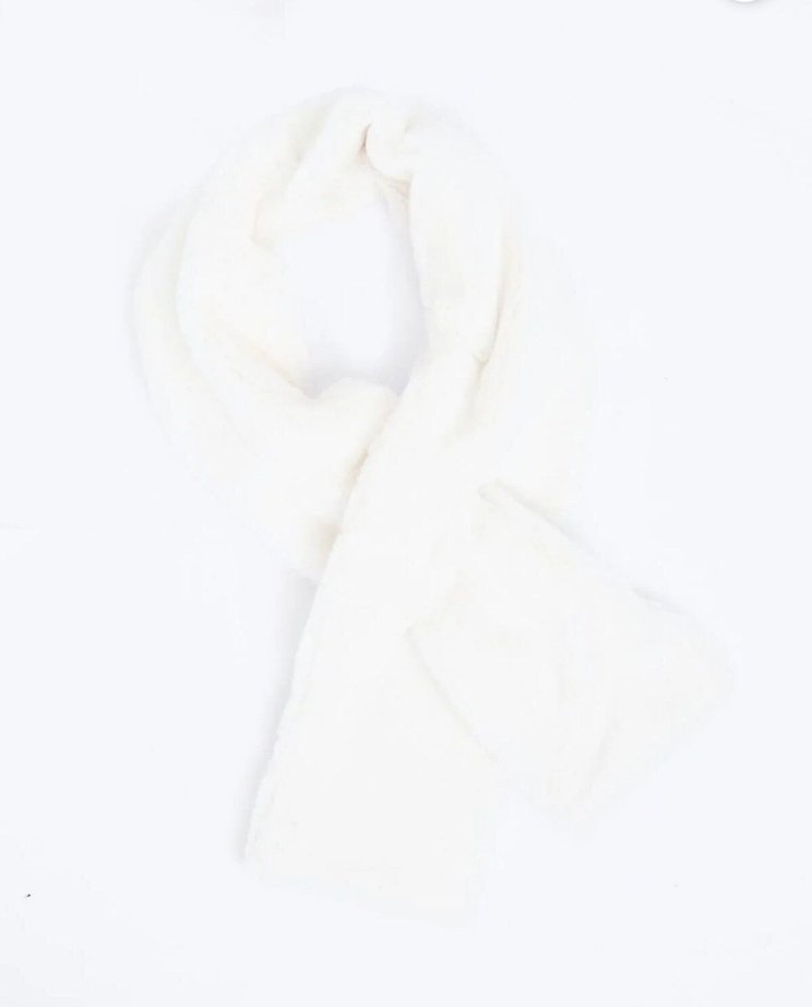 Peluş Detaylı Beyaz Kadın Atkı - Görsel 2