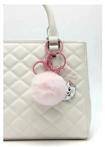 Pembe Pofuduk Püsküllü Kadın Anahtarlık - Görsel 2