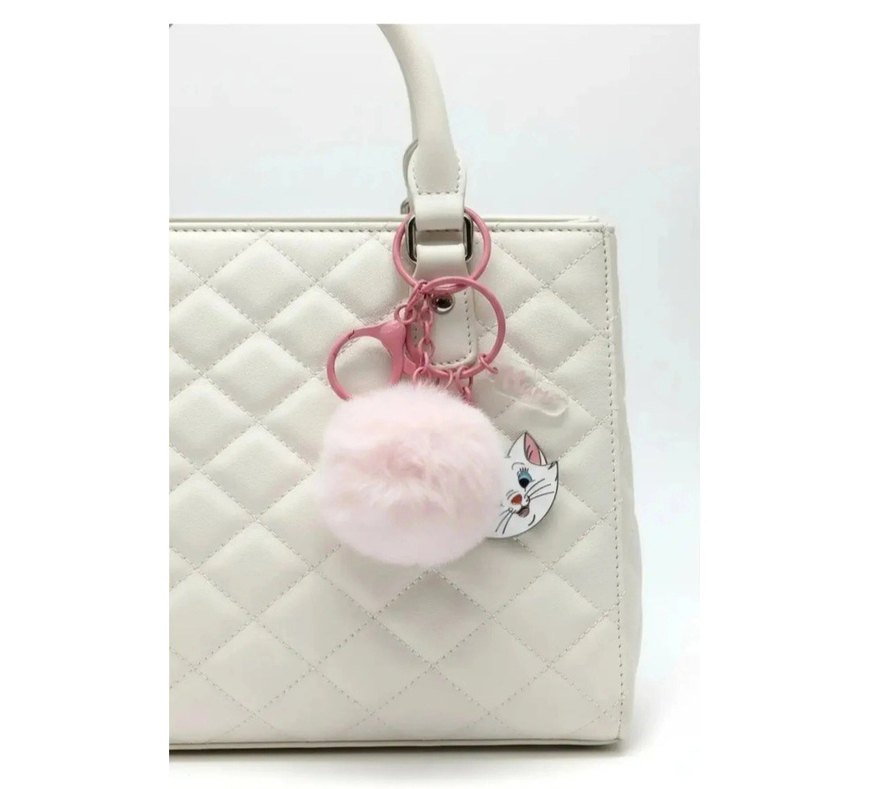 Pembe Pofuduk Püsküllü Kadın Anahtarlık - Görsel 2