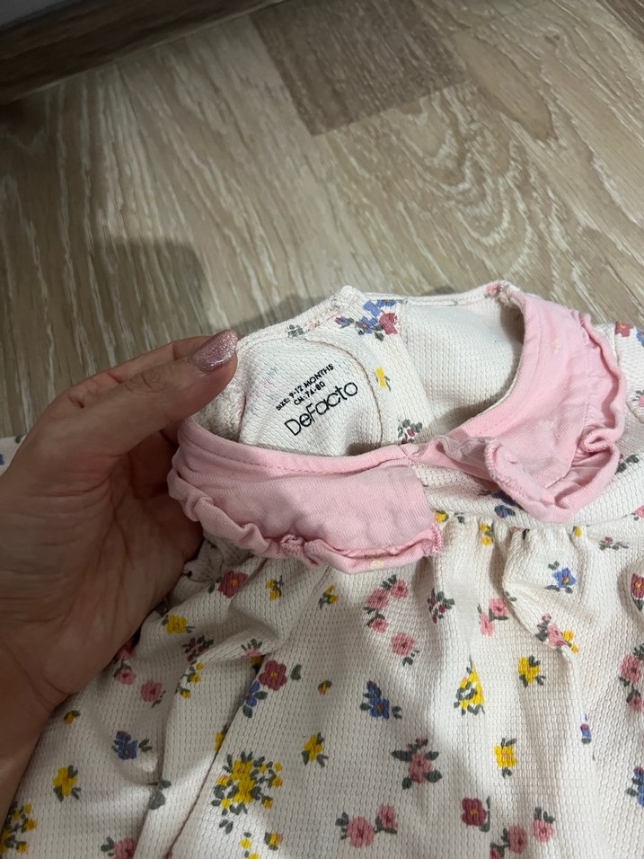 Bebek Kız Uzun Kollu Fırfırlı Çiçekli Body - Görsel 2