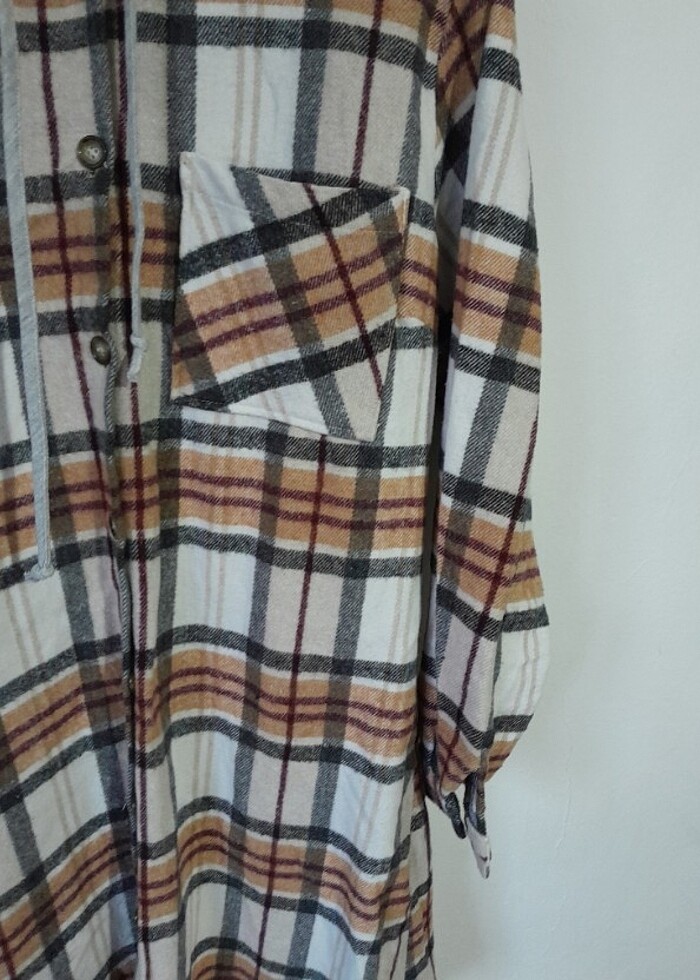 Kadin kapusonlu gömlek tunik - Görsel 3