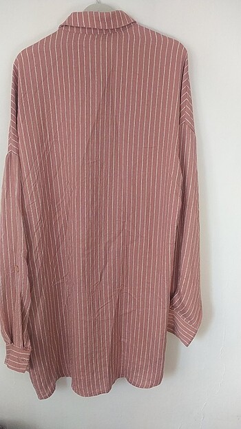 Kadın çizgili gömlek tunik  - Görsel 5