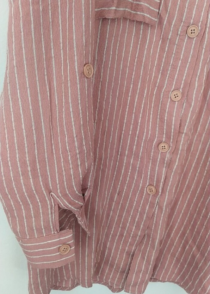 Kadın çizgili gömlek tunik  - Görsel 3