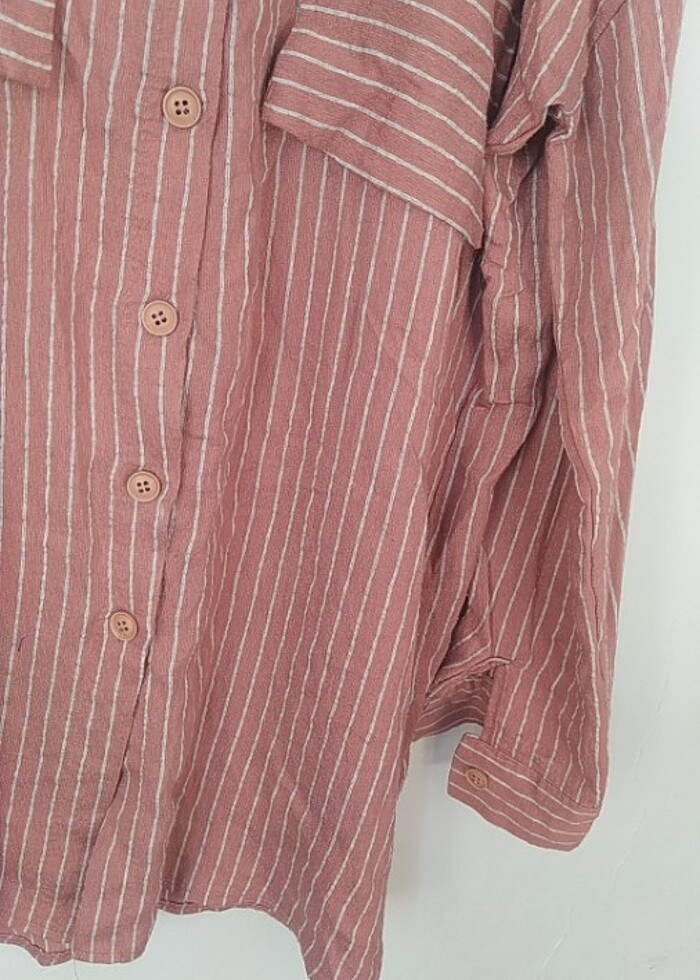 Kadın çizgili gömlek tunik  - Görsel 4
