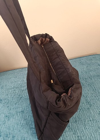 Fermuarlı Siyah paraşüt kumaş Kadın kol Çantası - Görsel 3