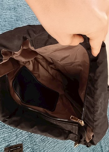 Fermuarlı Siyah paraşüt kumaş Kadın kol Çantası - Görsel 8