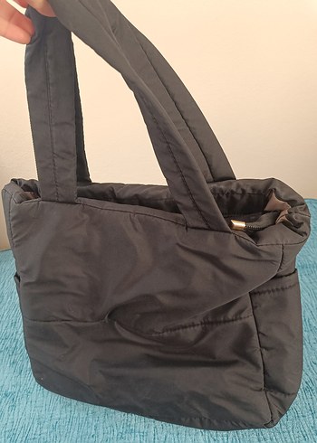 Fermuarlı Siyah paraşüt kumaş Kadın kol Çantası - Görsel 2